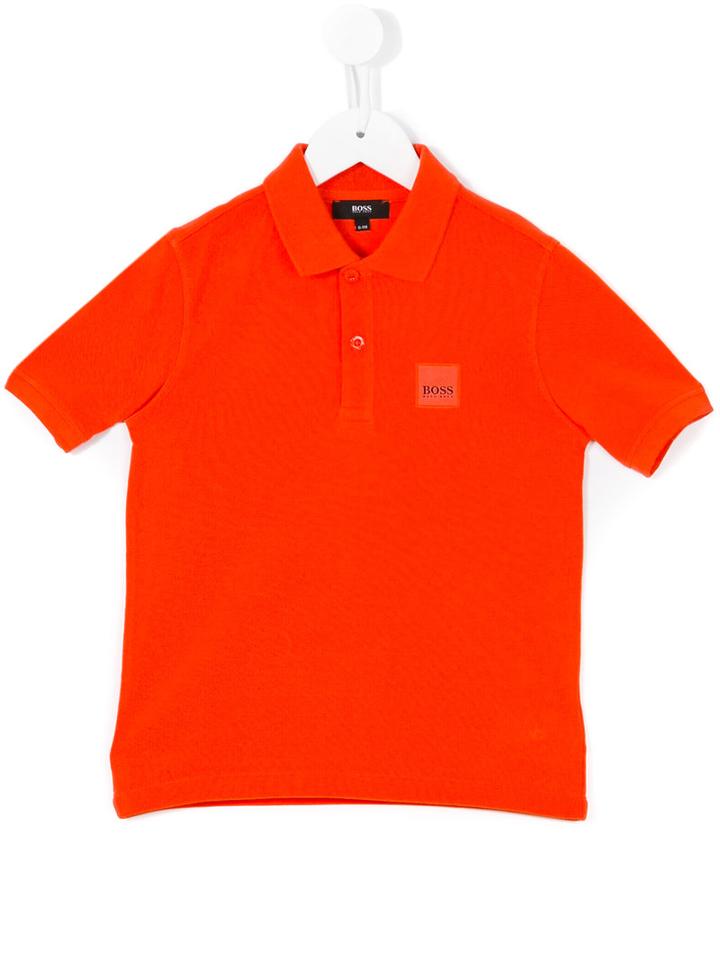 Boss Kids Logo Plaque Polo Shirt, Toddler Boy's, Size: 4 Yrs, Yellow/orange