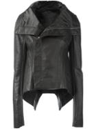 Rick Owens 'naska' Biker Jacket, Women's, Size: 46, Grey, Calf Leather/virgin Wool/cotton/cupro