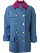 Chanel Pre-owned Velvet Collar Coat - Blue
