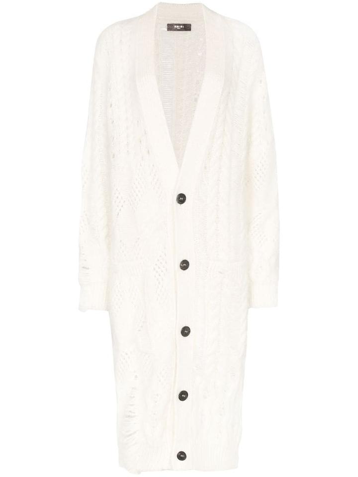 Amiri Long Knitted Cardigan - White