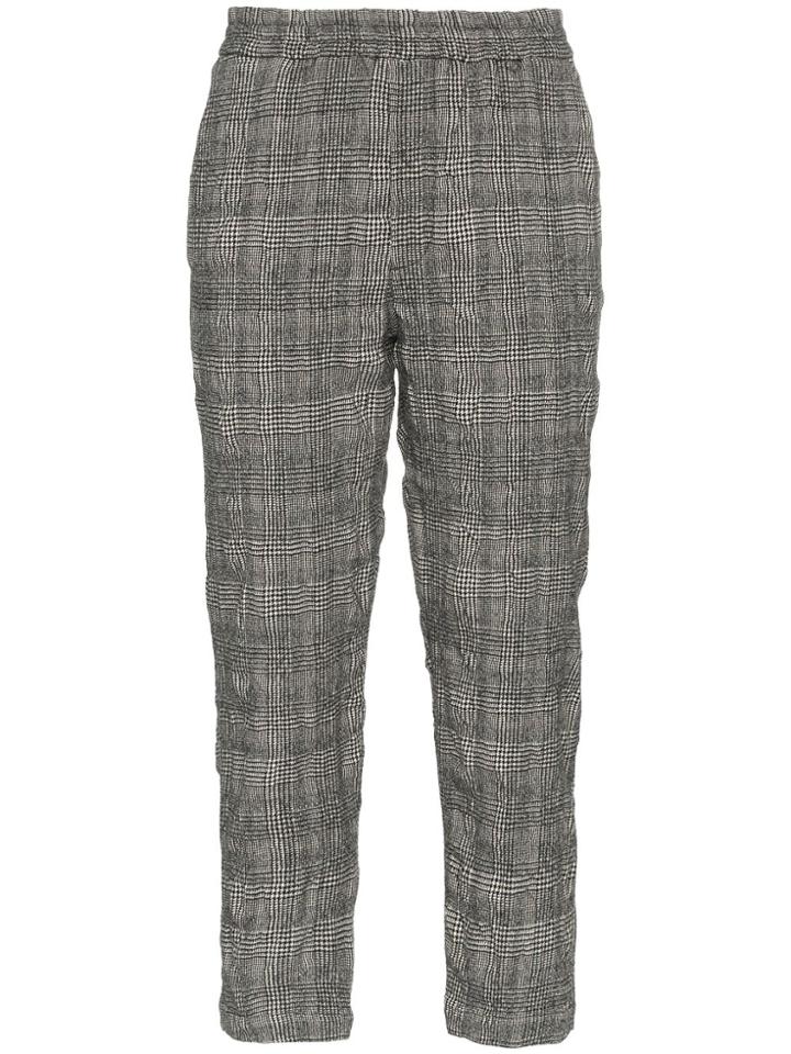 R13 Check Cotton Wool-blend Cropped Trousers - Black