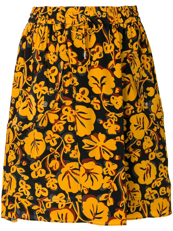 Kenzo Floral Leaf Mini Skirt - Black