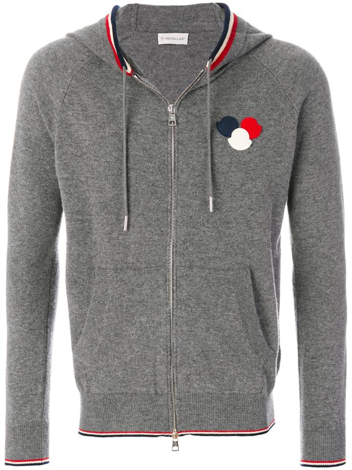 Moncler Logo Plaque Hoodie - Grey