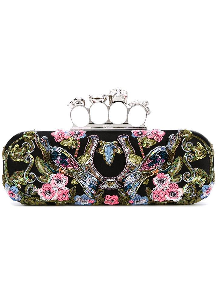 Alexander Mcqueen Knuckle Long Box Clutch, Women's, Pvc/satin/metal/glass