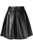 David Koma Pleated Full Leather Skirt - Black