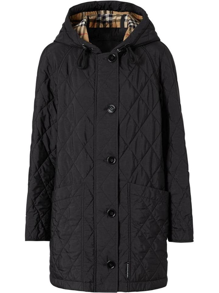 Burberry Diamond Quilted Thermoregulated Hooded Coat - Black