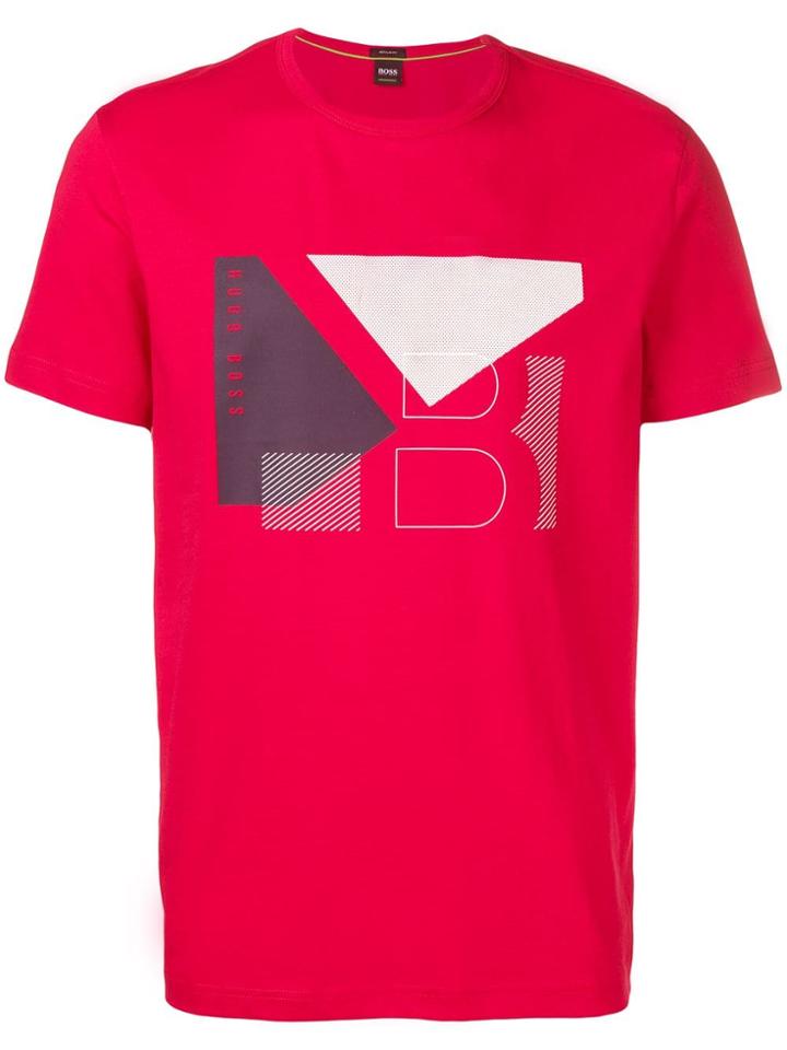 Boss Hugo Boss Logo Print Crew Neck T-shirt - Red