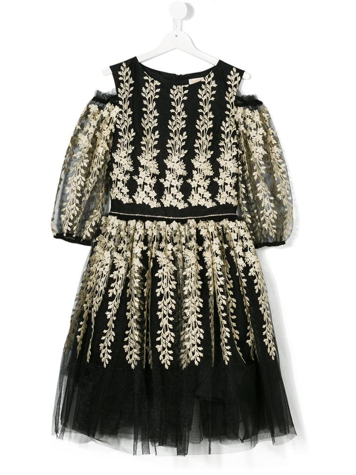 David Charles Kids Embroidered Floral Dress - Black