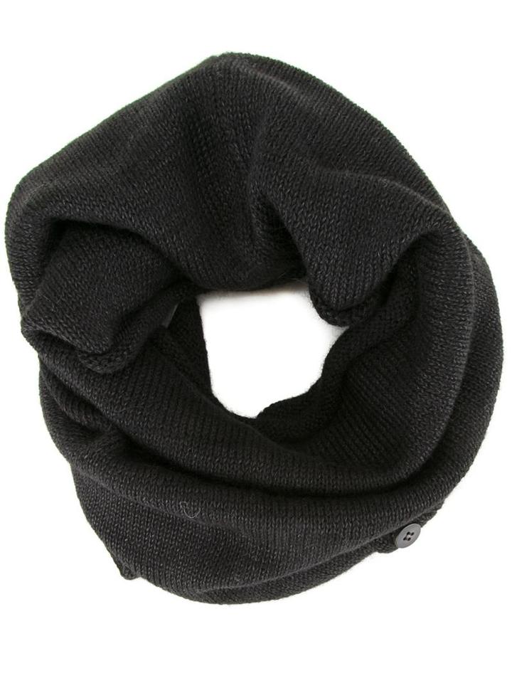 Buttoned Detail Scarf, Adult Unisex, Black, Linen/flax/alpaca/virgin Wool, Isabel Benenato