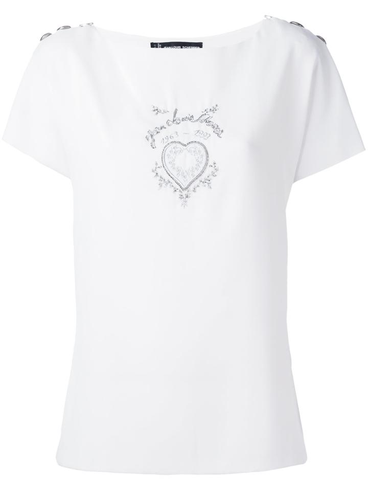Jean Louis Scherrer Vintage Heart Motif Top - White