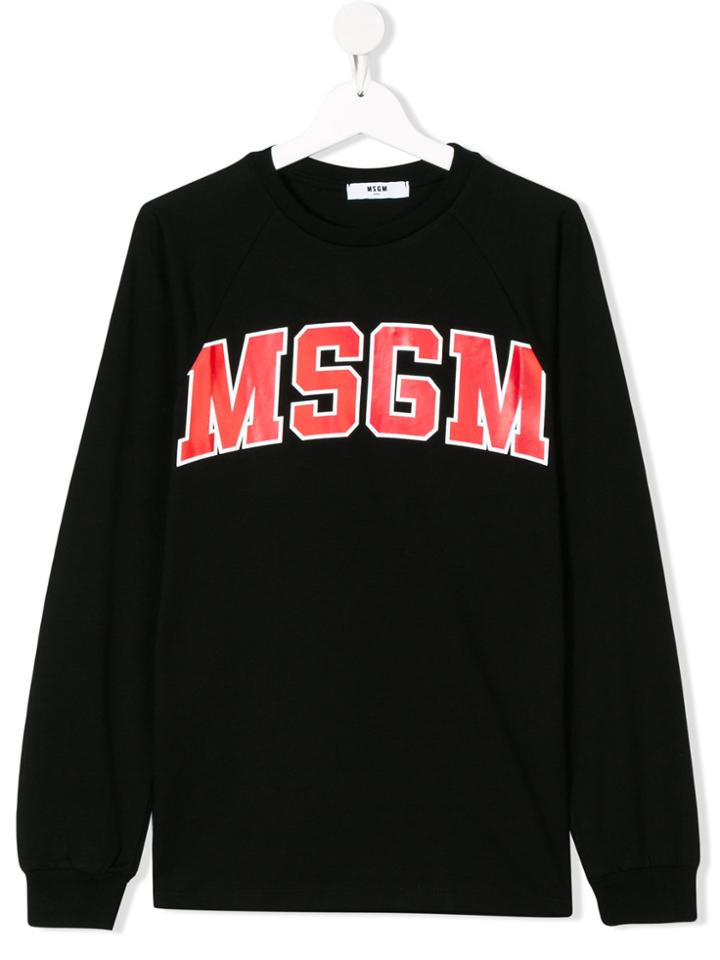 Msgm Kids Teen Logo Printed Sweatshirt - Black