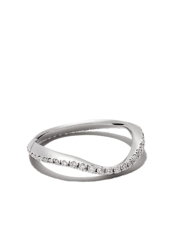 Completed Works 18kt White Gold Fold Diamond Ring