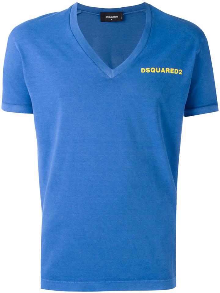 Dsquared2 - 'arizona' V-neck T-shirt - Men - Cotton - S, Blue, Cotton