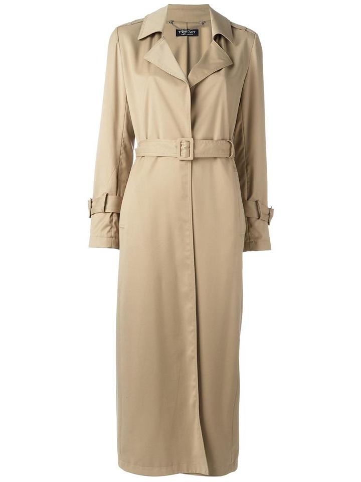 Twin-set Belted Trench Coat, Women's, Size: 48, Nude/neutrals, Polyester/viscose/spandex/elastane
