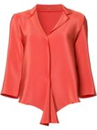 Peter Cohen Flounce Hem Blouse, Women's, Size: Medium, Yellow/orange, Silk