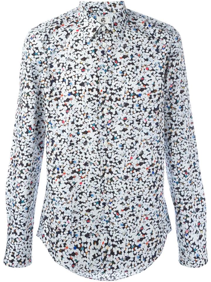 Ps By Paul Smith Confetti Print Shirt, Men's, Size: Xl, White, Cotton