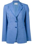 Dondup - Notched Lapel Blazer - Women - Cotton/linen/flax/spandex/elastane/cupro - 44, Blue, Cotton/linen/flax/spandex/elastane/cupro