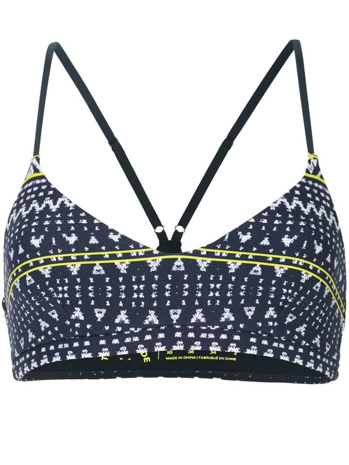 The Upside Print Racerback Sports Bra - Blue