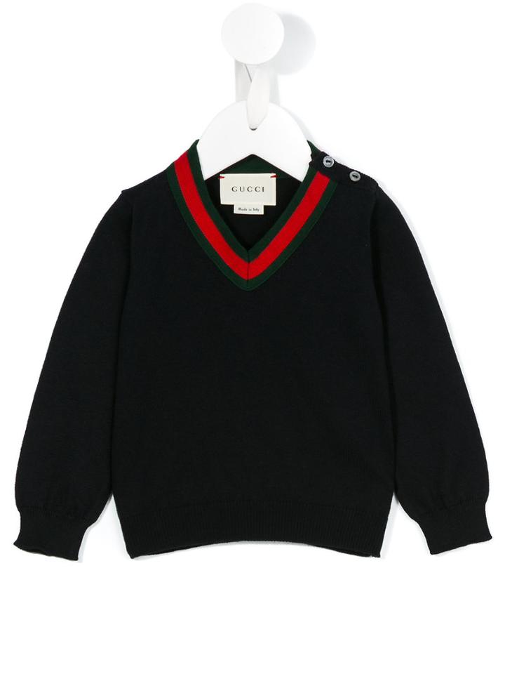 Gucci Kids - V-neck Jumper - Kids - Cotton - 9-12 Mth, Blue