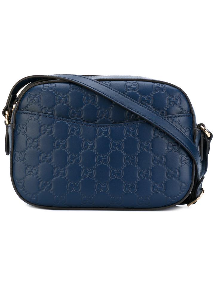 Gucci - Gg Logo Shoulder Bag - Women - Leather/suede - One Size, Blue, Leather/suede