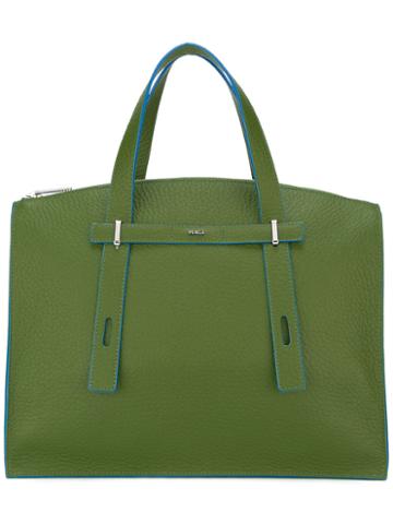 Furla Giove Tote, Men's, Green, Calf Leather