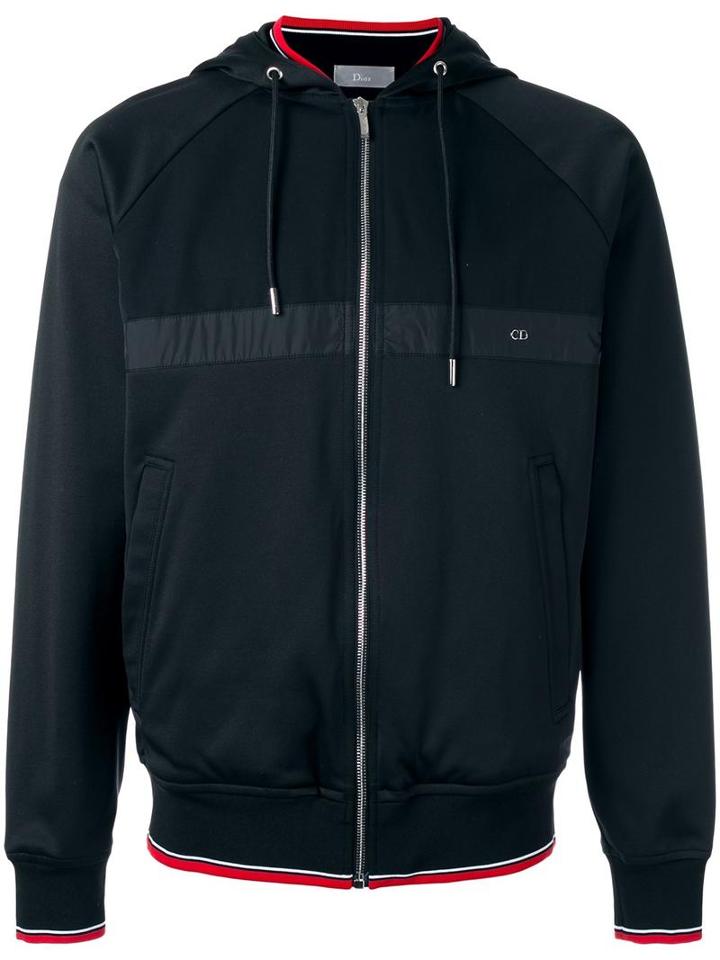 Dior Homme Striped Detail Hooded Jacket, Men's, Size: Large, Black, Polyamide/spandex/elastane/virgin Wool