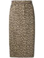 Max Mara Leopard Print Pencil Skirt - Brown