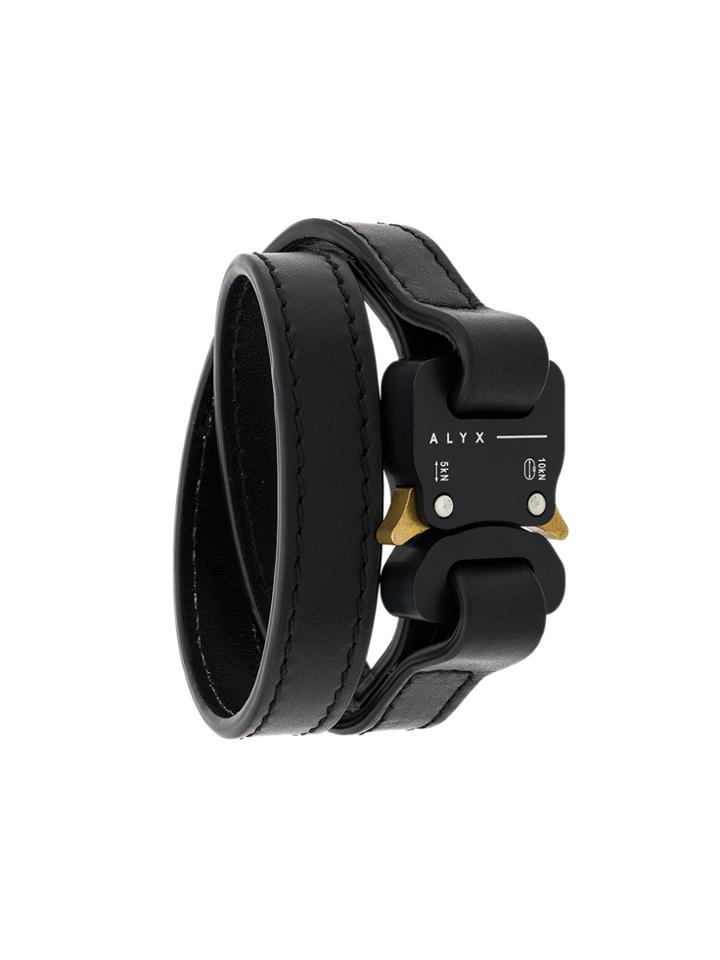 Alyx Brass Trimmed Leather Band Bracelet - Black