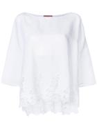 Ermanno Scervino Lace Trimmed Cropped Sleeve Top - White