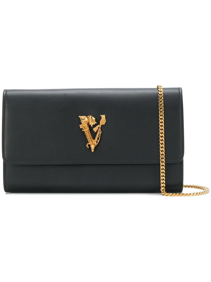 Versace Embellished V Clutch Bag - Black