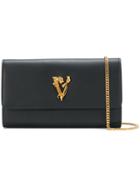 Versace Embellished V Clutch Bag - Black