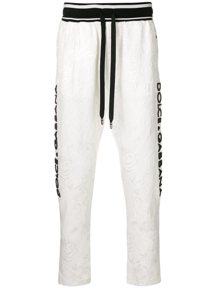 Dolce & Gabbana Lace Embellished Tracksuit Trousers - White