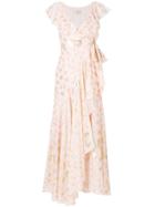 Temperley London Leaf Print Wrap Dress - Pink & Purple