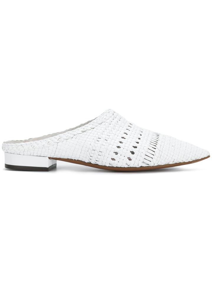 L'autre Chose Pointed Toe Mules - White