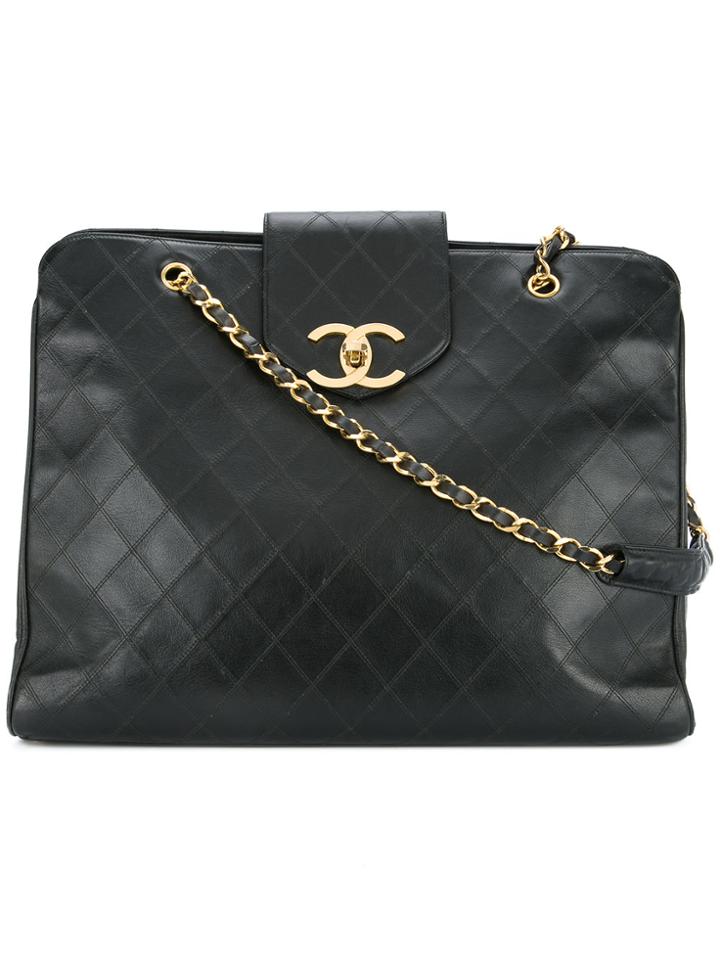 Chanel Vintage Super Model Jumbo Xl Quilted Cc Logo Shoulder Bag -