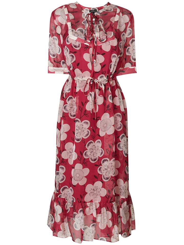 Emporio Armani Floral Print Dress - Red