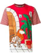 Dolce & Gabbana Drawing Print T-shirt, Men's, Size: 50, Red, Cotton