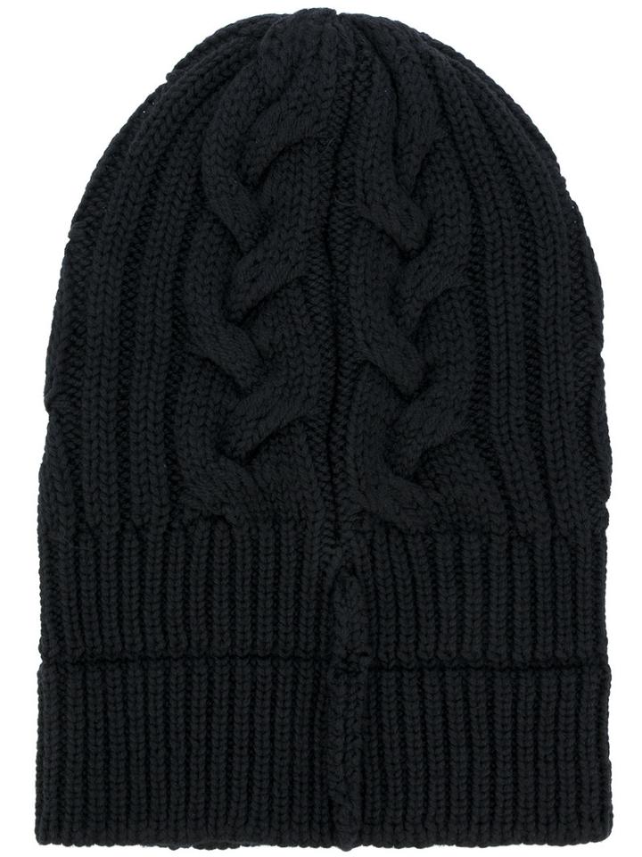 Versace - Cable-knit Beanie Hat - Men - Calf Leather/wool - One Size, Black, Calf Leather/wool