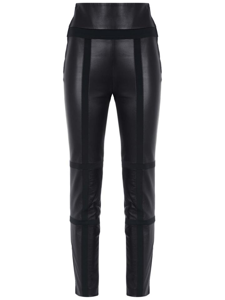 Gloria Coelho Leather Panels Skinny Trousers - Black