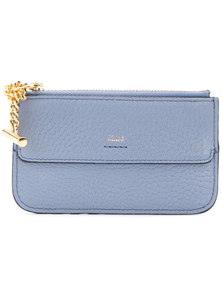 Chloé Logo Zipped Wallet - Blue