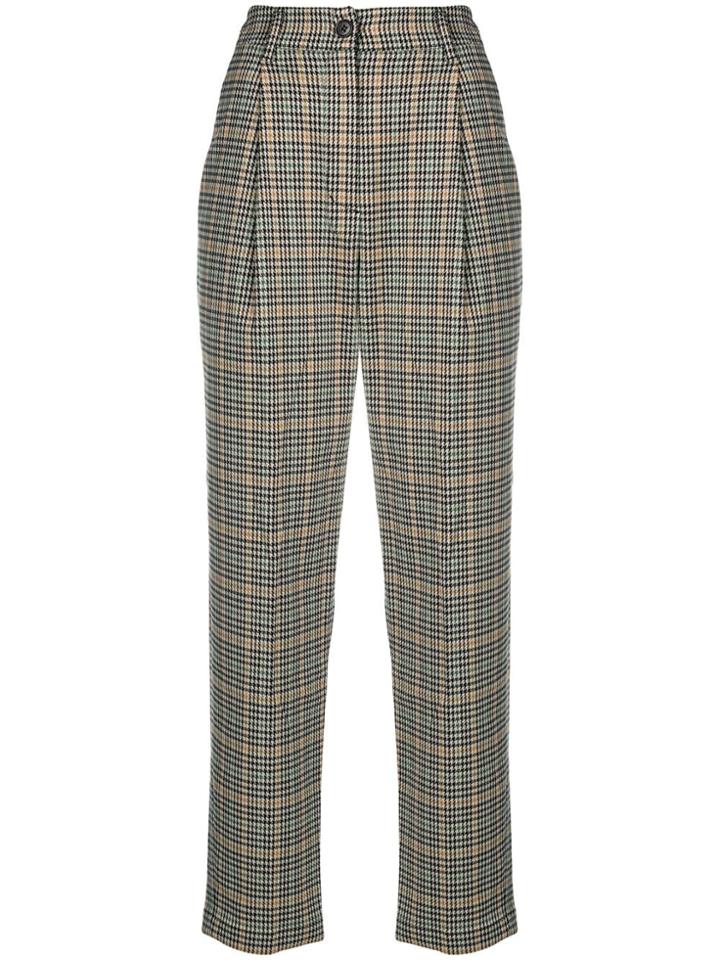 Neul Checkered High-waisted Trousers - Nude & Neutrals