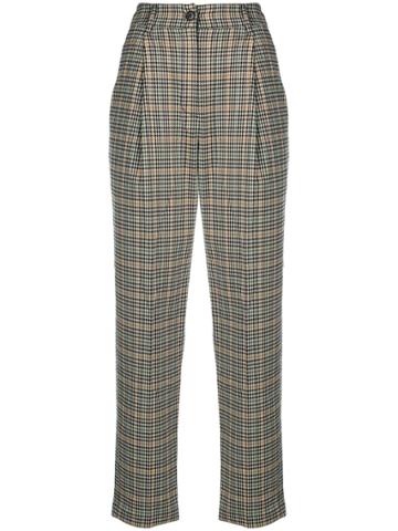Neul Checkered High-waisted Trousers - Nude & Neutrals
