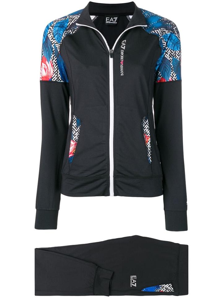 Ea7 Emporio Armani Patchwork Print Track Suit - Black