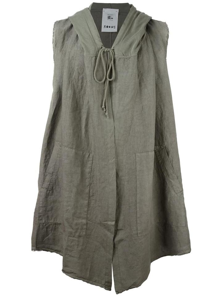 Lost & Found Rooms Sleeveless Draped Hoodie, Men's, Size: Medium, Grey, Linen/flax/cotton