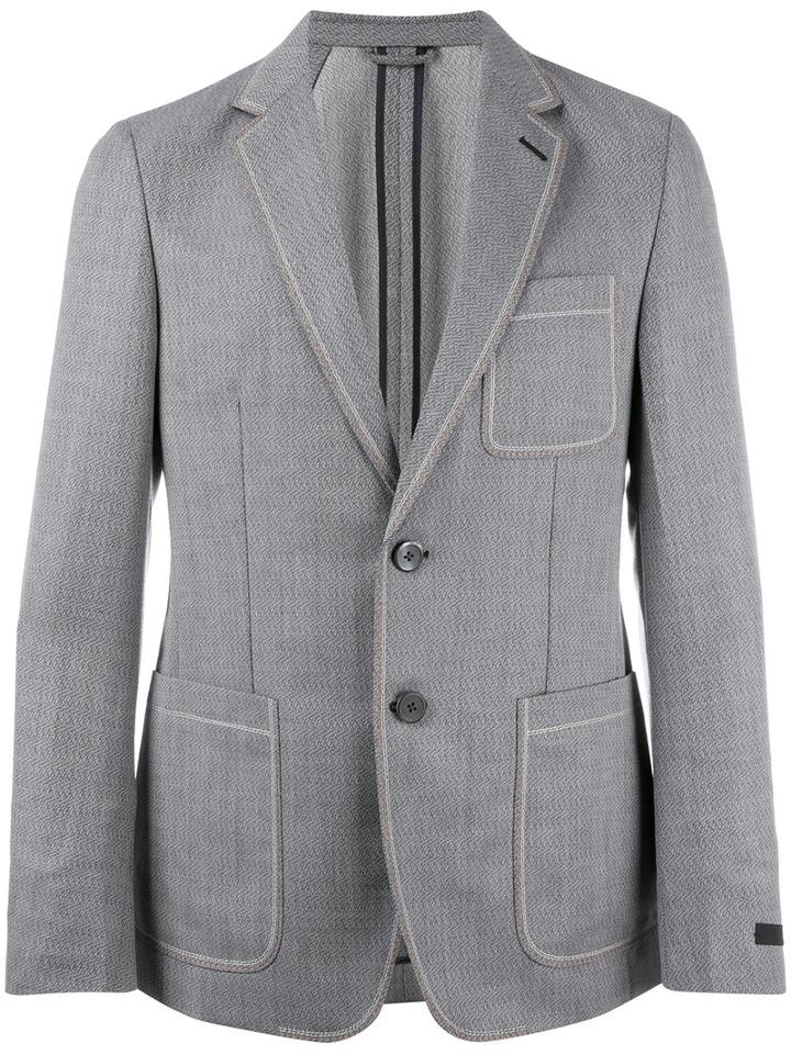 Prada Patch Pockets Blazer, Men's, Size: 52, Grey, Cupro/mohair/virgin Wool