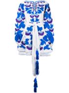 Yuliya Magdych - Floral Embroidery Belted Dress - Women - Cotton - 2, White, Cotton