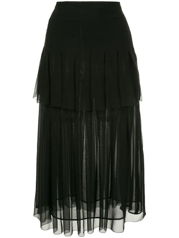 Oscar De La Renta Tiered Box Pleated Skirt - Black