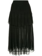 Oscar De La Renta Tiered Box Pleated Skirt - Black