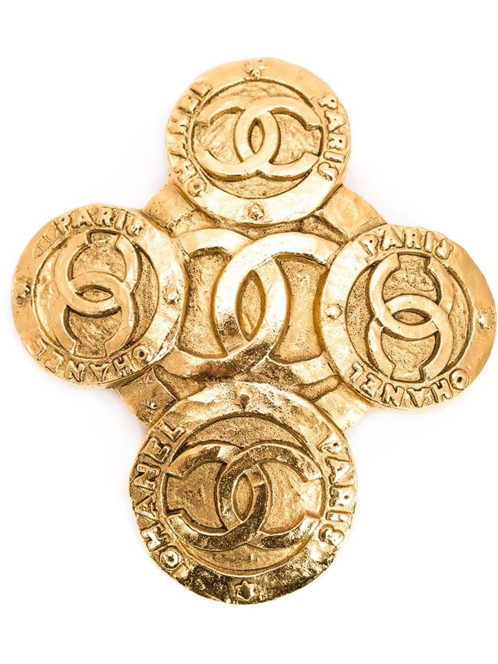 Chanel Vintage Cross Logo Brooche