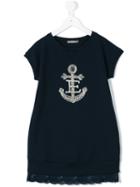 Ermanno Scervino Junior - Anchor Embroidered Sweatshirt Dress - Kids - Cotton/polyamide/spandex/elastane/glass - 4 Yrs, Blue